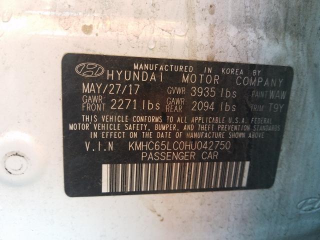 2017 HYUNDAI IONIQ BLUE KMHC65LC0HU042750