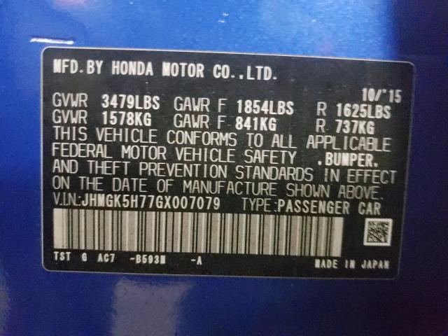 2016 HONDA FIT EX JHMGK5H77GX007079