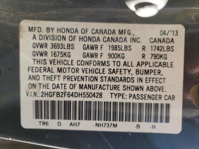 2013 HONDA CIVIC HF 2HGFB2F64DH550428