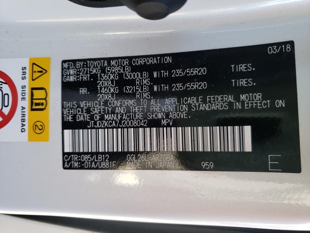 2018 LEXUS RX 350 L JTJDZKCA7J2008042