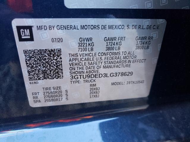 2020 GMC SIERRA K15 3GTU9DED3LG378629
