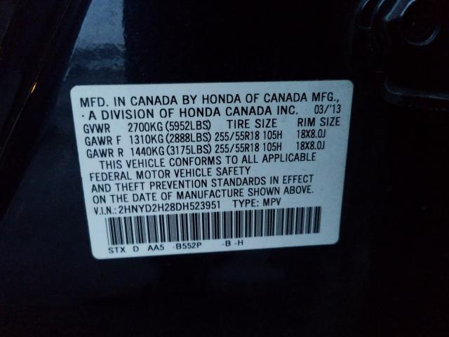 2013 ACURA MDX 2HNYD2H28DH523951