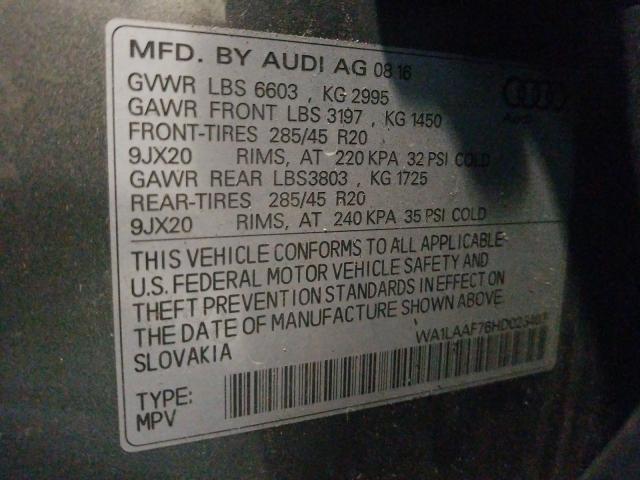 2017 AUDI Q7 PREMIUM WA1LAAF76HD025407