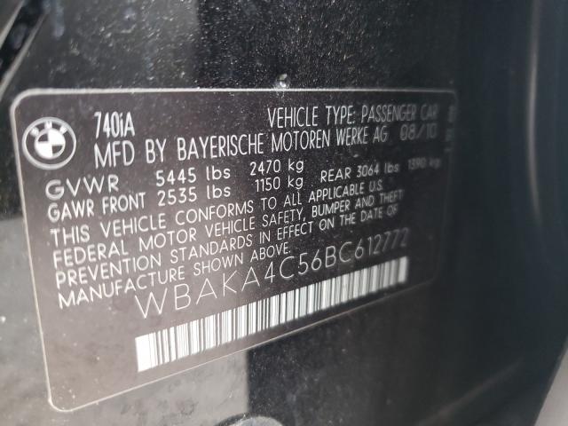 2011 BMW 740 I WBAKA4C56BC612772