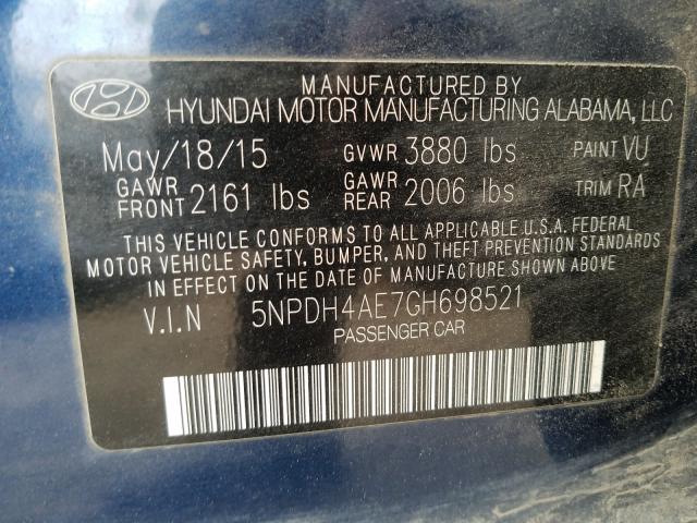 2016 HYUNDAI ELANTRA SE - 5NPDH4AE7GH698521