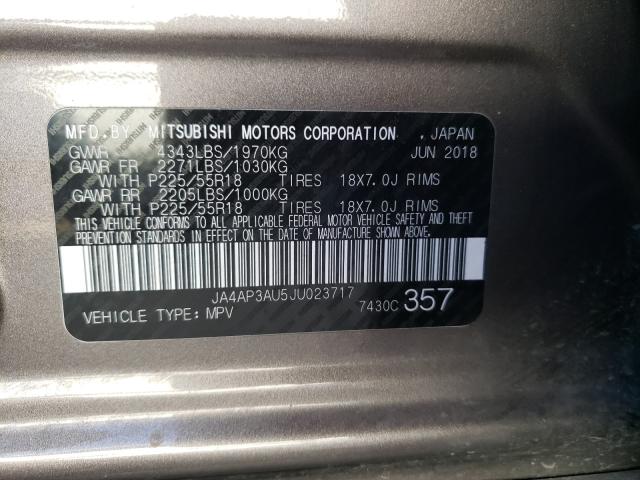 2018 MITSUBISHI OUTLANDER JA4AP3AU5JU023717