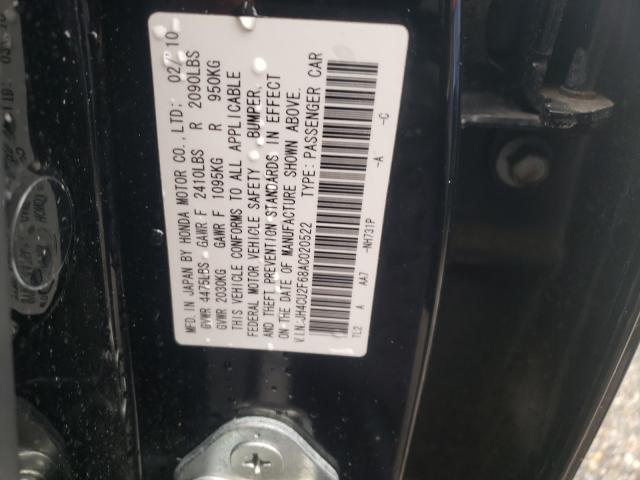 2010 ACURA TSX JH4CU2F68AC020522