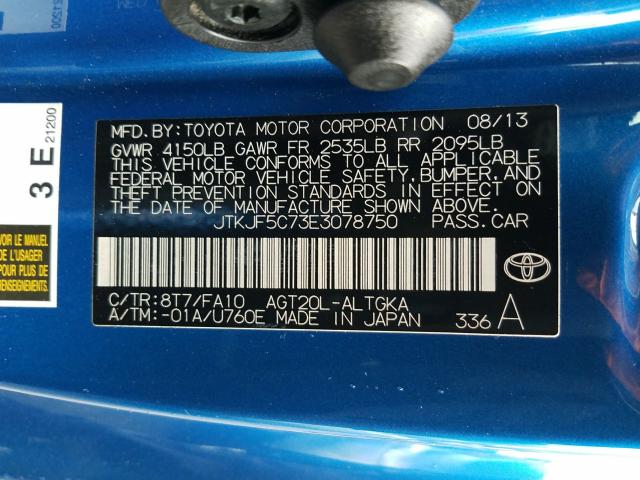 2014 TOYOTA SCION TC JTKJF5C73E3078750