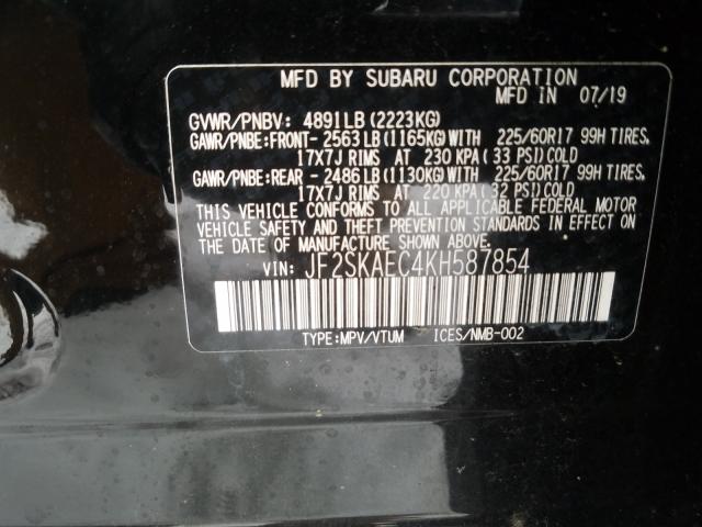 2019 SUBARU FORESTER P JF2SKAEC4KH587854