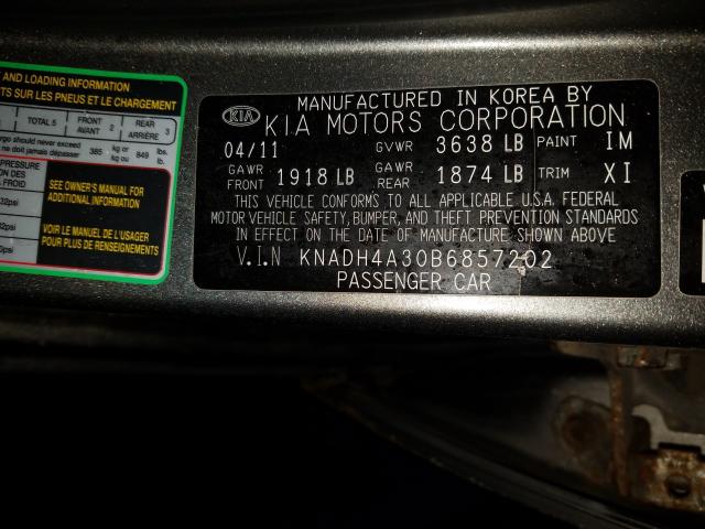 2011 KIA RIO BASE KNADH4A30B6857202