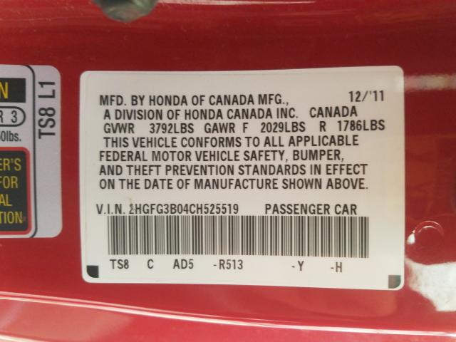 2012 HONDA CIVIC EXL 2HGFG3B04CH525519