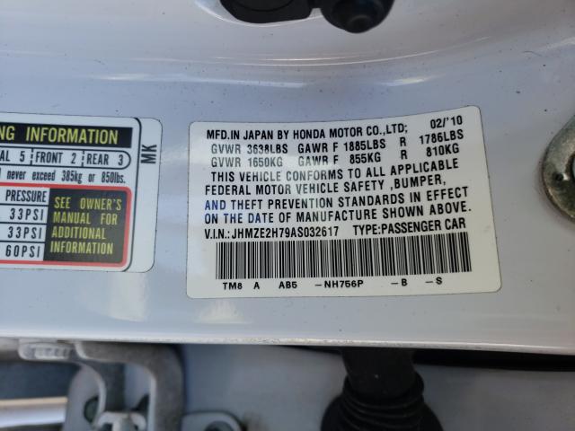 2010 HONDA INSIGHT EX JHMZE2H79AS032617