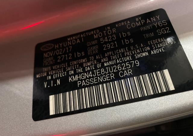 2018 GENESIS G80 BASE KMHGN4JE8JU262579