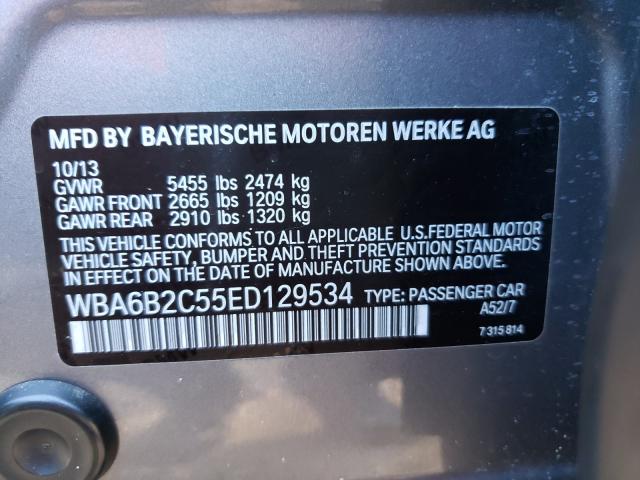 2014 BMW 650 I GRAN WBA6B2C55ED129534