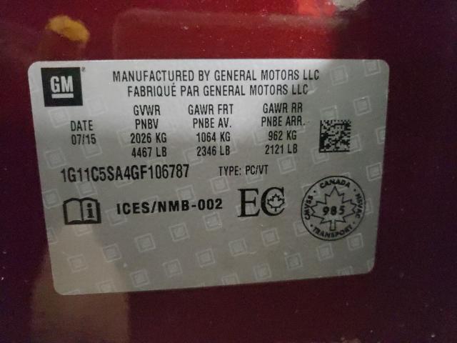 2016 CHEVROLET MALIBU LIM 1G11C5SA4GF106787