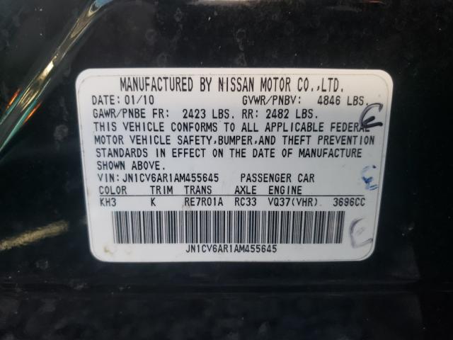 2010 INFINITI G37 JN1CV6AR1AM455645
