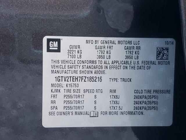 2015 GMC SIERRA K15 1GTV2TEH7FZ185216