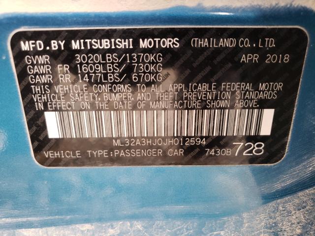 2018 MITSUBISHI MIRAGE ES ML32A3HJ0JH012594