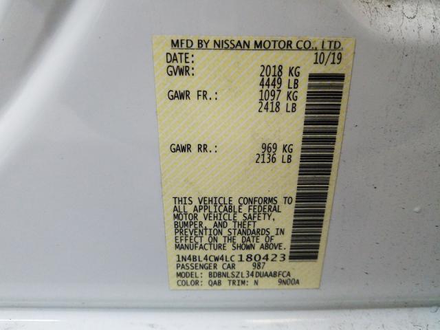 2020 NISSAN ALTIMA SR 1N4BL4CW4LC180423