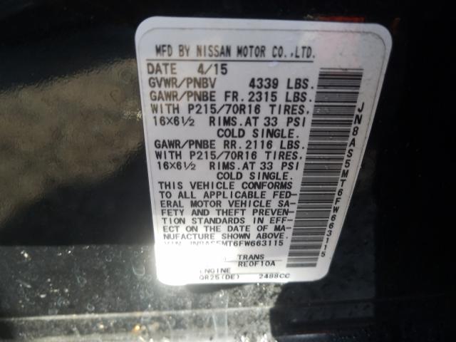 2015 NISSAN ROGUE SELE JN8AS5MT6FW663115