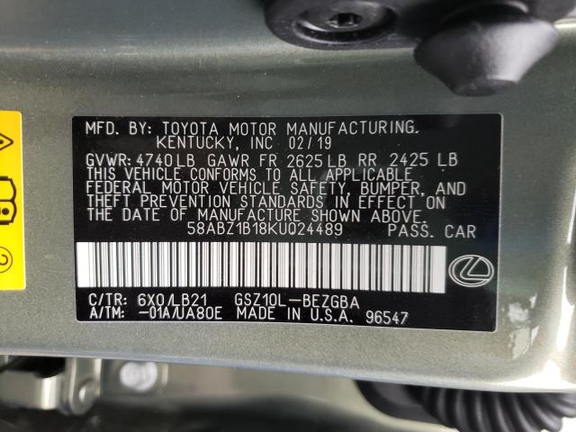 2019 LEXUS ES 350 58ABZ1B18KU024489