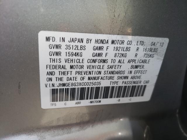 2012 HONDA FIT JHMGE8G3XCC025035
