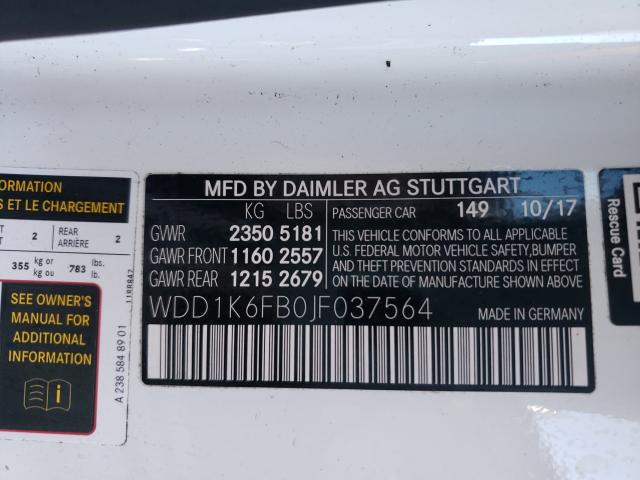 2018 MERCEDES-BENZ E 400 WDD1K6FB0JF037564