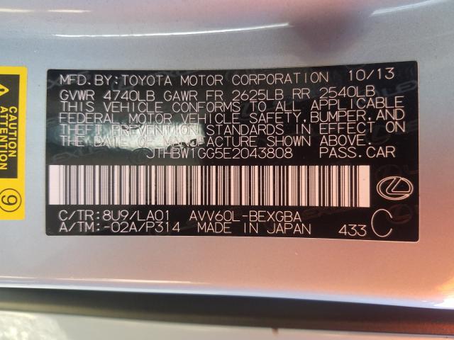 2014 LEXUS ES 300H JTHBW1GG5E2043808