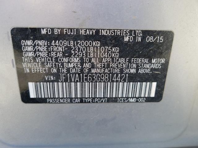 2016 SUBARU WRX PREMIU JF1VA1E63G9814421