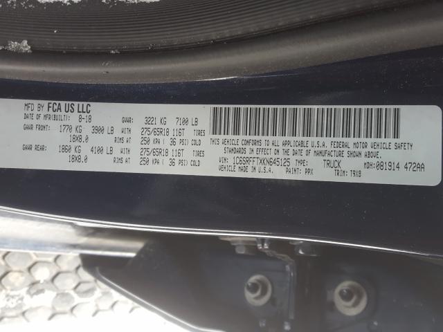 2019 RAM 1500 BIG H 1C6SRFFTXKN645125