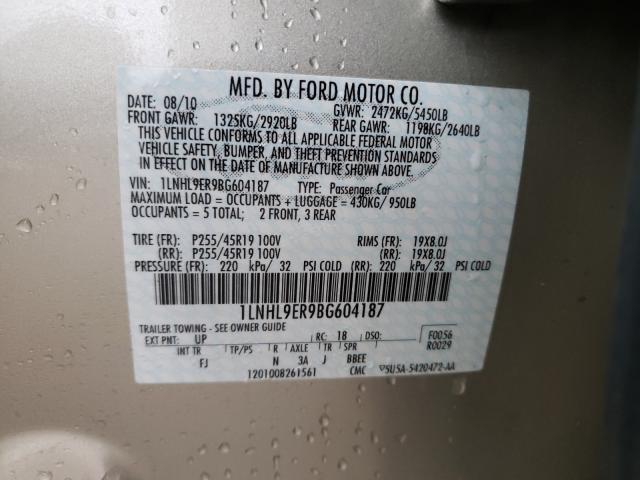2011 LINCOLN MKS 1LNHL9ER9BG604187