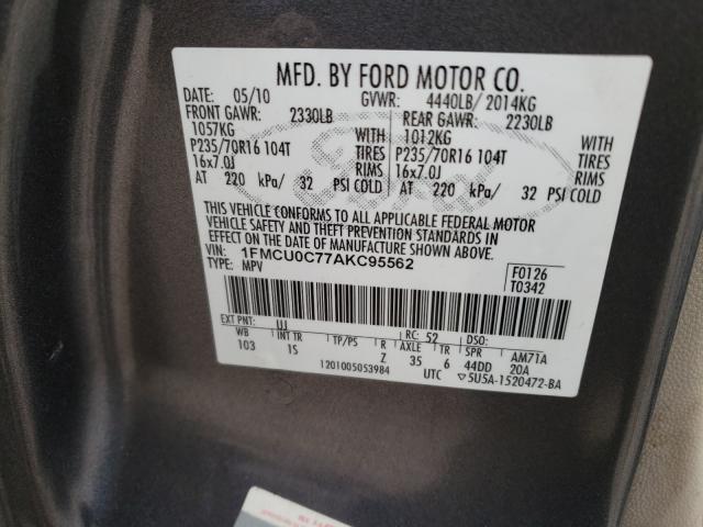 2010 FORD ESCAPE XLS 1FMCU0C77AKC95562