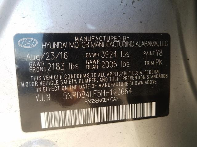 2017 HYUNDAI ELANTRA 5NPD84LF5HH123664