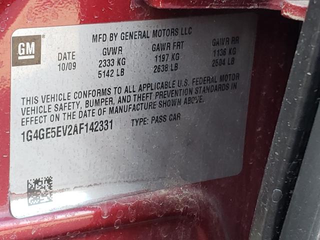 2010 BUICK LACROSSE C 1G4GE5EV2AF142331