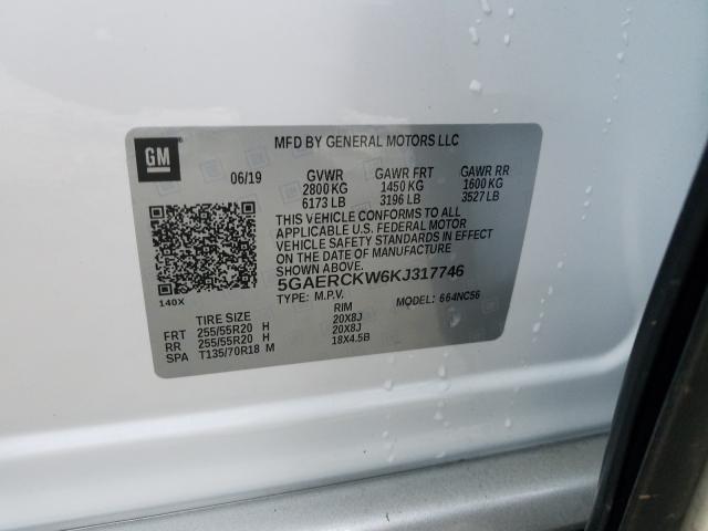 2019 BUICK ENCLAVE PR 5GAERCKW6KJ317746