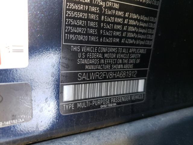 2017 LAND ROVER RANGE ROVE SALWR2FV8HA681912