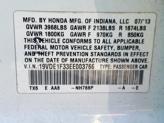 2014 ACURA ILX 20 19VDE1F33EE003766