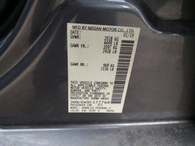 2019 NISSAN ALTIMA SR 1N4BL4CW3KC177768