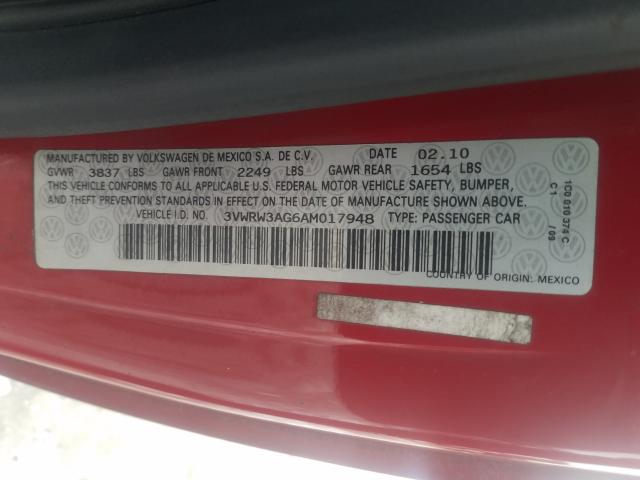 2010 VOLKSWAGEN NEW BEETLE 3VWRW3AG6AM017948