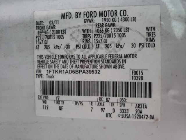 2011 FORD RANGER 1FTKR1AD6BPA39532