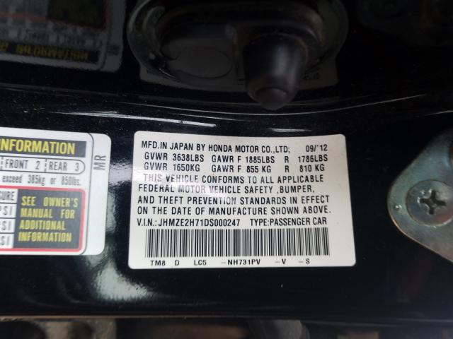 2013 HONDA INSIGHT EX JHMZE2H71DS000247