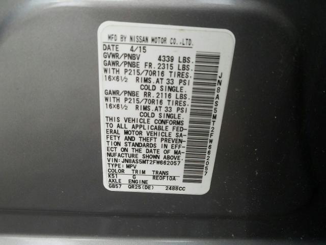 2015 NISSAN ROGUE SELE JN8AS5MT2FW662057