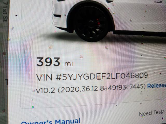 2020 TESLA MODEL Y 5YJYGDEF2LF046809
