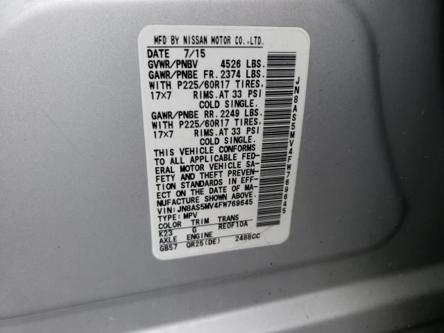 2015 NISSAN ROGUE SELE JN8AS5MV4FW769645