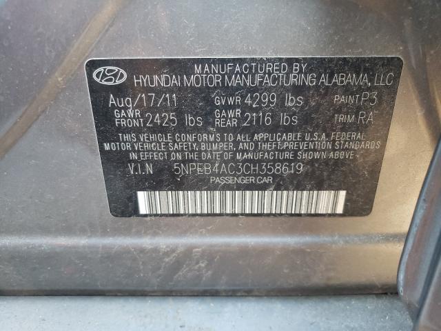 2012 HYUNDAI SONATA 5NPEB4AC3CH358619