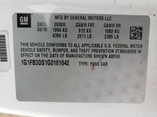 2016 CHEVROLET CAMARO LT 1G1FB3DS1G0181842