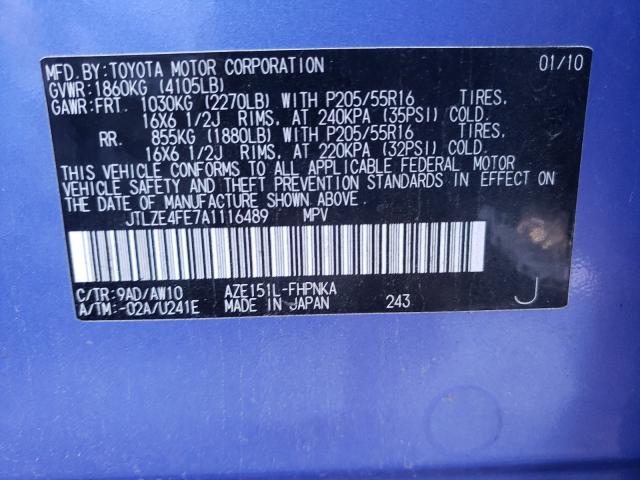 2010 TOYOTA SCION XB JTLZE4FE7A1116489