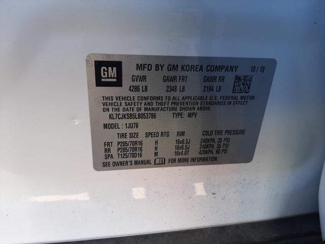 2020 CHEVROLET TRAX LS KL7CJKSB5LB053786