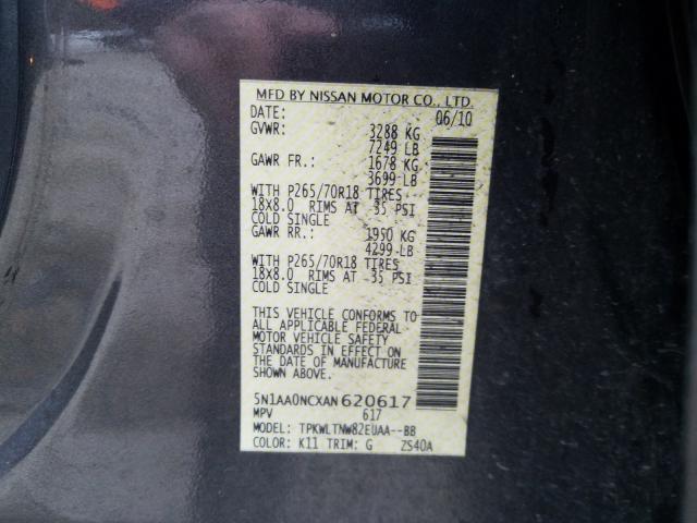 2010 NISSAN ARMADA SE 5N1AA0NCXAN620617