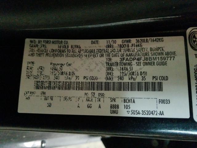 2011 FORD FIESTA SES 3FADP4FJ8BM159777